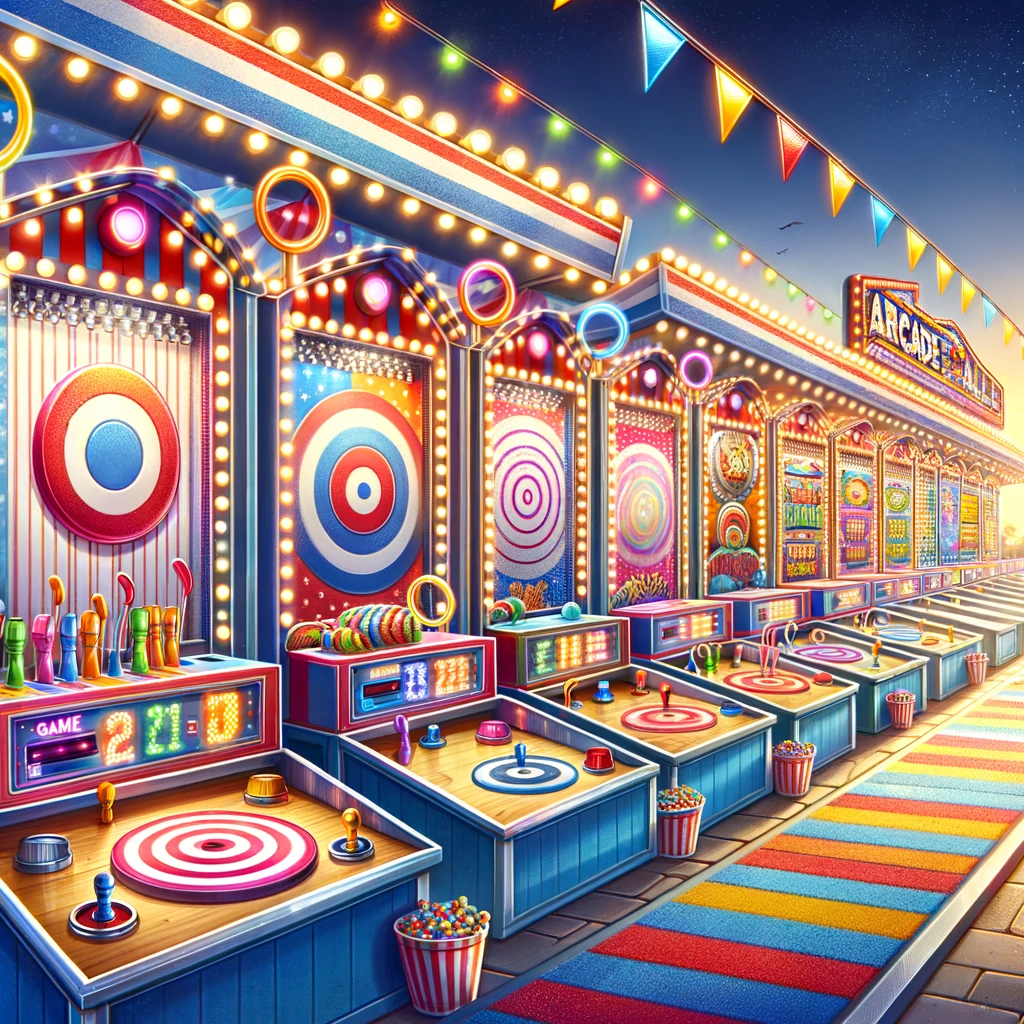 Fun and challenging game booths at 'Arcade Alley'